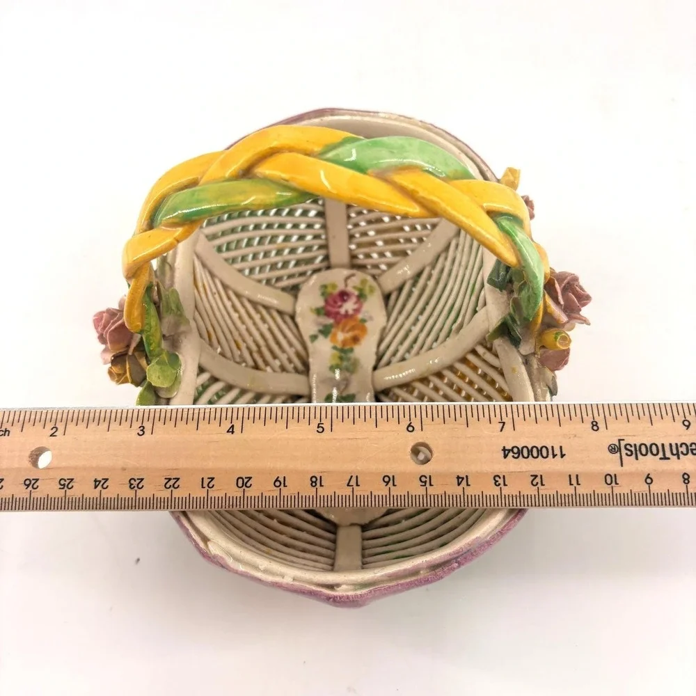 Vintage Floral Porcelain Basket Cottagecore Shabby‎ Chic Easter Centerpiece